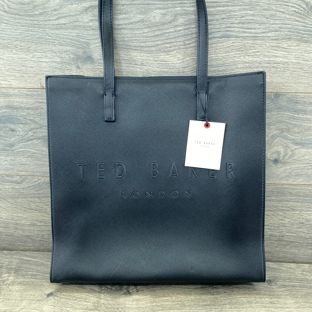 Ted Baker The Icon Tote Bag Womens Large Black Saffiano Embossed Logo - Picture 4 of 6